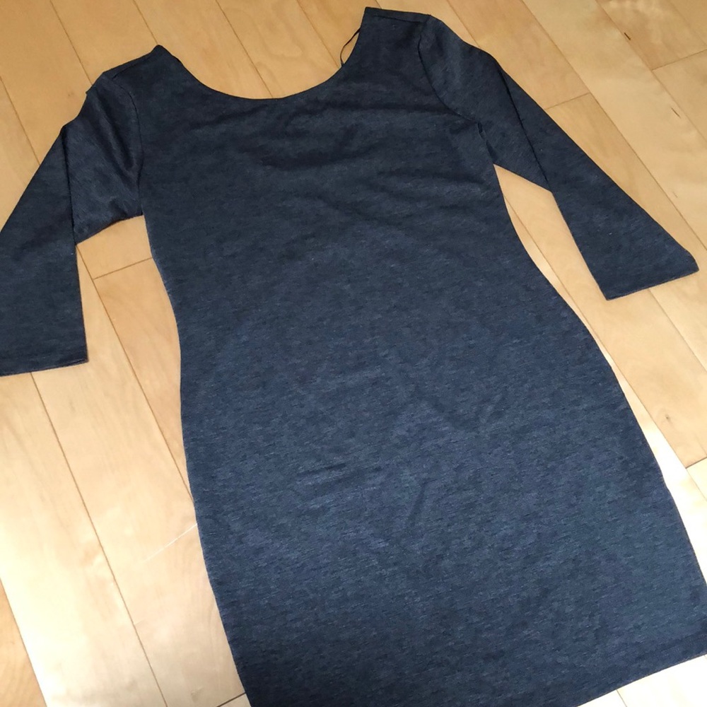 F21 Charcoal ballet back scoop bodycon dress